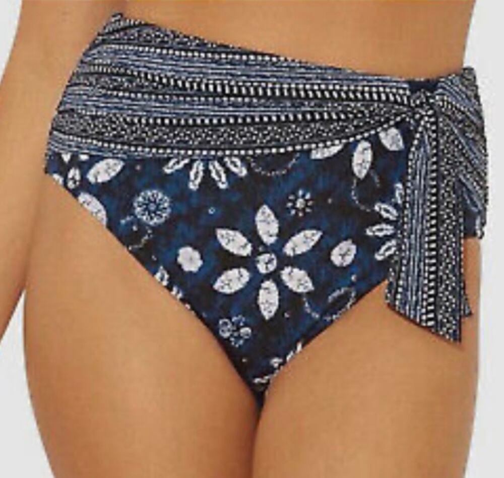Bleu Rod Beattie Navy Take A Dip High Waist Bikini Bottom 10 NWT